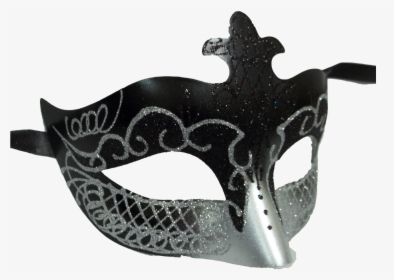 Black Silver Scroll Venetian Mask Masquerade Costume - Mask, HD Png Download, Transparent PNG