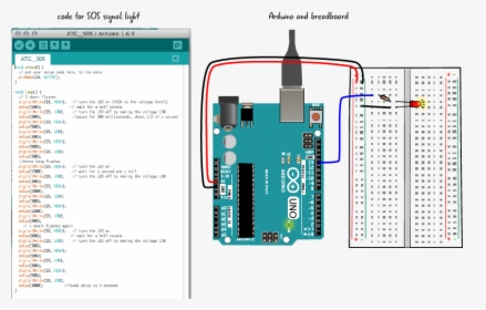 Ch3 Sos Script Circuit - Arduino Sos Led Code, HD Png Download, Transparent PNG
