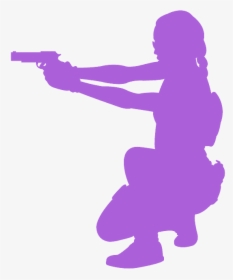 Woman With Gun Silhouette, HD Png Download, Transparent PNG