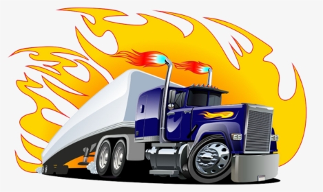 Trailer Peterbilt Clip Art Train Transprent Semitrailer - Semi Truck Vector Cartoon, HD Png Download, Transparent PNG