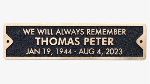 Bronze Memorial Plaque For Bench - Agricultural Engineering, HD Png Download, Transparent PNG