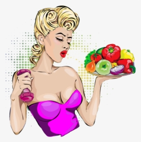 Fitness Woman With Vegetable Png Free Download Searchpng - Immagini Pin Up Fitness, Transparent Png, Transparent PNG