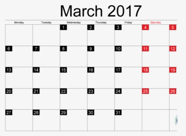 Printable March 2017 C - Calendar, HD Png Download, Transparent PNG