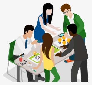 People Working Together At A Table - Business People Cartoon Png, Transparent Png, Transparent PNG