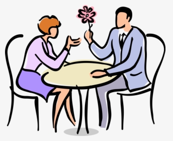 Vector Illustration Of Romantic Couples Enjoy Conversation - Drawing Of People On A Date, HD Png Download, Transparent PNG