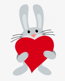 Bunnies With Heart Png Clipa - Bunny With Heart Clipart, Transparent Png, Transparent PNG