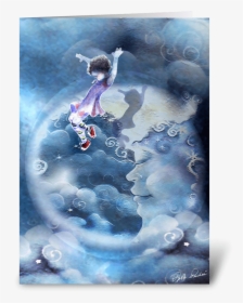 Little Girl Jumps Over The Moon Greeting Card - Mermaid, HD Png Download, Transparent PNG