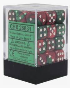 Gemini Green-red With White 12mm D6 - Chessex 12mm D6, HD Png Download, Transparent PNG