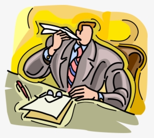 Vector Illustration Of Bored Businessman Makes Paper, HD Png Download, Transparent PNG