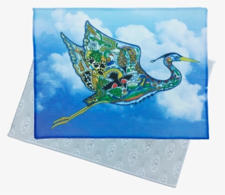 Flying Great Blue Heron Microfiber Cleaning Cloth   - Heron, HD Png Download, Transparent PNG