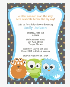 Little Monster Baby Shower Invitation - Cartoon, HD Png Download, Transparent PNG