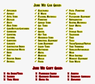 Items We Can Grab List - List Of Junk Removal Items, HD Png Download, Transparent PNG