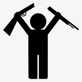 Silhouette,symbol,joint - Stick Man Gun Transparent, HD Png Download, Transparent PNG