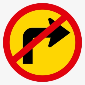 Transparent Blank Road Sign Png - Right Turn Ahead Prohibited Sign, Png Download, Transparent PNG
