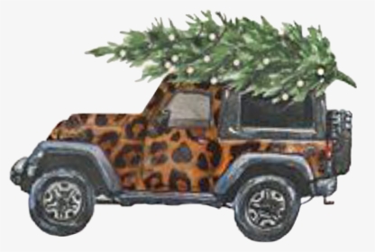 #christmas #jeep #leopard #tree #png - Jeep With Christmas Tree, Transparent Png, Transparent PNG
