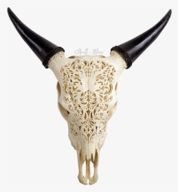 Carved Cow Skull - Animal Skulls With Designs, HD Png Download, Transparent PNG