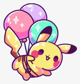#pikachu #pokemon #cute #kawaii #pastel #balloons #sparkle - Cute Kawaii Pokemon, HD Png Download, Transparent PNG
