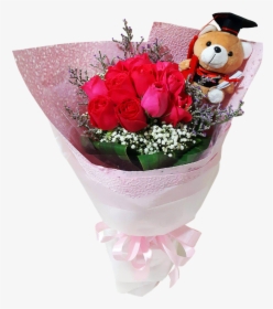 Graduation Red Roses With Bear - Bouquet, HD Png Download, Transparent PNG