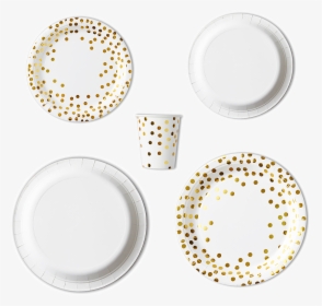 Gold Polka Dot Paper Plates Slider - Porcelain, HD Png Download, Transparent PNG