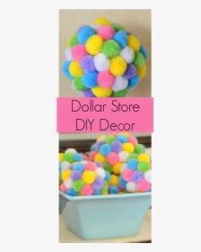 Dollar Store Pom Pom Ball Decor Pinnable Image - Marshmallow, HD Png Download, Transparent PNG