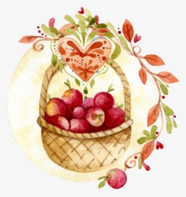 Floral, Apple, Basket, Thanksgiving, Tag, Fall - Fall Apple, HD Png Download, Transparent PNG
