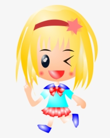 Girl, Anime, Blonde, Cute, Child, Wink, Running, Happy - Png Niña Rubia, Transparent Png, Transparent PNG