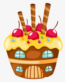 Drawing Cake Cartoon - Cartoon Cupcake, HD Png Download, Transparent PNG