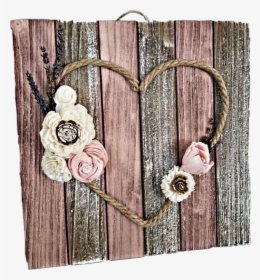 #decor #wooden #rope #heart #flowers #beautiful #love - Twine Heart With Flowers, HD Png Download, Transparent PNG