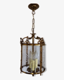 Old Lantern Chandelier Bronze Doré Cut Glass Hall Hallway - Chandelier, HD Png Download, Transparent PNG