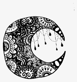 Gypsy Moon Zentangle - Doodle Zentangle Crescent Moon, HD Png Download, Transparent PNG