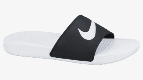 312432 019 Nike Benassi Swoosh Black/white White - Slipper, HD Png Download, Transparent PNG