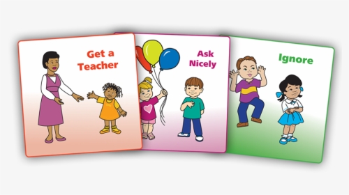 Get A Teacher, Ask Nicely, Ignore - Teaching Pyramid Solution Cards, HD Png Download, Transparent PNG