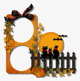 Halloween Picture Frames Pumpkin Clip Art - Clipart Cat On Fence, HD Png Download, Transparent PNG
