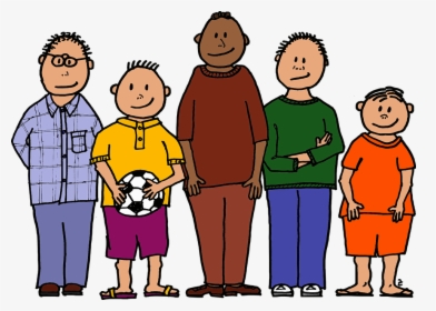 Ball Colour Five Young Boys Four Different Sizes - Group Of Boys Cartoon Png, Transparent Png, Transparent PNG