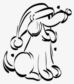 Vector Illustration Of Puppy Dog Wearing Santa Christmas - Christmas Pup Clipart Black And White, HD Png Download, Transparent PNG