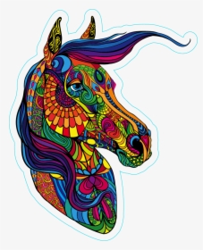 Zentangle Horse Head Sticker - Illustration, HD Png Download, Transparent PNG