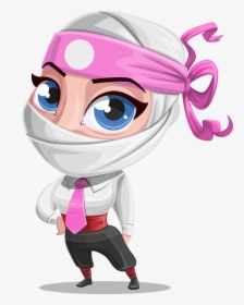 Girl With Ninja Mask Cartoon Vector Character Aka Matsuko - Girl Ninja Cartoon Drawing, HD Png Download, Transparent PNG