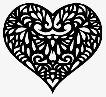 Decorative Ornamental Heart Silhouette - Hearts Silhouette Clip Art, HD Png Download, Transparent PNG