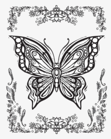 611 X 782 - Printable Coloring Pages For Adults Butterflies, HD Png Download, Transparent PNG