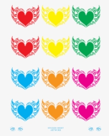 Flaming Heart Sticker Colour Clip Arts - Heart, HD Png Download, Transparent PNG