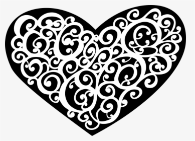 Abstract, Art, Black, Decorative, Heart - Black And White Swirly Hearts, HD Png Download, Transparent PNG