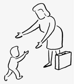 Mother Toddler - Baby Walking Clipart Black And White, HD Png Download, Transparent PNG