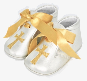 Silver Leather Gold Cross With Gold Ribbon Laces   - Slip-on Shoe, HD Png Download, Transparent PNG