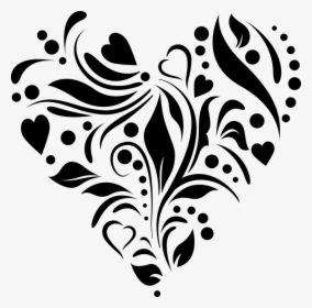 Heart, Stencil, Cutting File, Romance, Design - Heart Stencil Black And White, HD Png Download, Transparent PNG