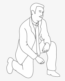 Transparent Human Body Outline Png - Drawing A Kneeling Man, Png Download, Transparent PNG