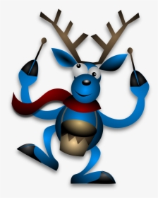 Reindeer, Drummer, Drumming, Blue, Christmas, Noel - Christmas Deer With Drum, HD Png Download, Transparent PNG