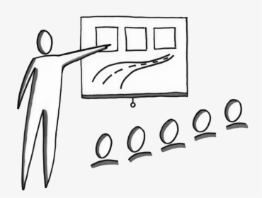 A Teacher Teaches Students In Front Of The Class Pointing - Line Art, HD Png Download, Transparent PNG