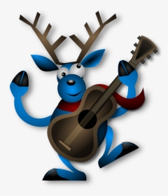 Reindeer, Dancing, Guitar, Instrument, Christmas, Noel - Reindeer With Guitar, HD Png Download, Transparent PNG
