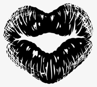 Lips Emoji Png Drawing - Heart Shaped Kiss Print, Transparent Png, Transparent PNG