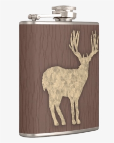 Deer Silhouette On Pocket Size Flask Sideview - Elk, HD Png Download, Transparent PNG